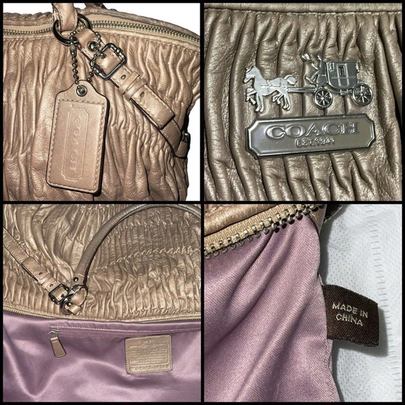 Coach 1941 Madison Gathered Leather Metallic Beige Sophia Satchel Shoulder Bag - Picture 11 of 16